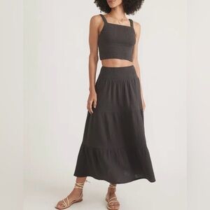 Marine Layer-Corrine double cotton tiered maxi skirt with 2 pockets.Size S